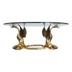 Vintage Brass Swan Coffee Table, Italy, 1960S thumbnail 1