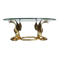 Vintage Brass Swan Coffee Table, Italy, 1960S