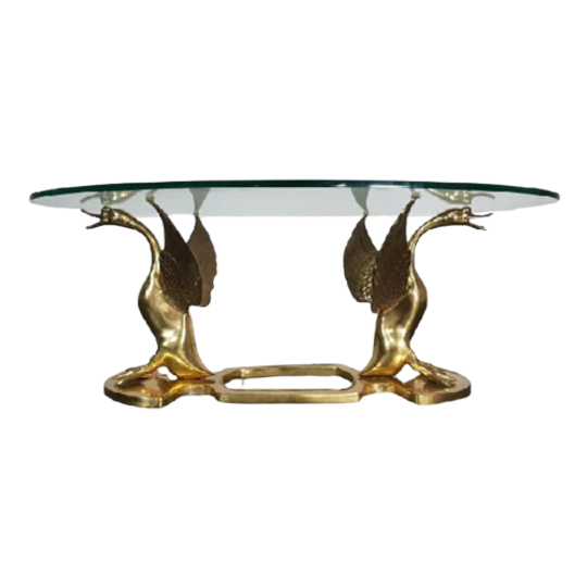 Vintage Brass Swan Coffee Table, Italy, 1960s 1