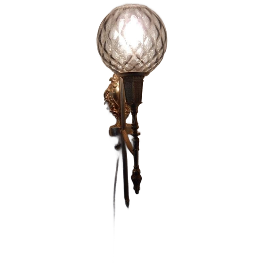 Vintage Wandlamp Lamp Jaren 80 Glas Goud 1