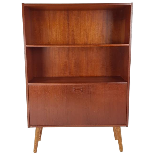 Vintage Teak Houten Klepkastje | Boekenkast | Deens 1