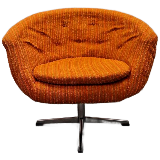Jaren 60 Oranje Vintage Fauteuil Clubfauteuil Draaistoel 1
