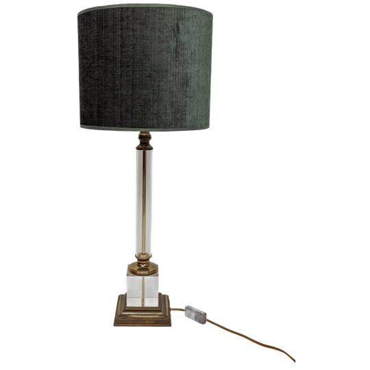 Vintage Tafellamp Van Messing Met Plexiglas 1