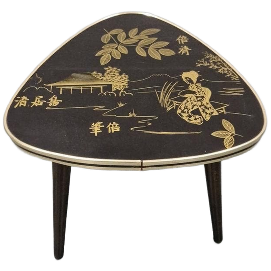 50's Vintage Plantentafel Driehoek Tafeltje Japans Thema 1