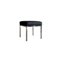 Mid Century Bauhaus Black Leather Chrome Stool