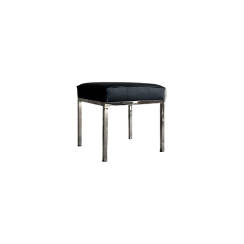 Mid Century Bauhaus Black Leather Chrome Stool