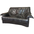 Vintage Zwart Leren Design Bankstel 2 Zitsbank thumbnail 1