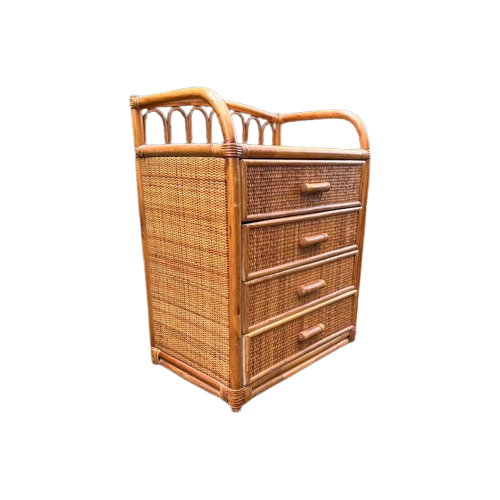 Vintage Rotan Kast Ladekast