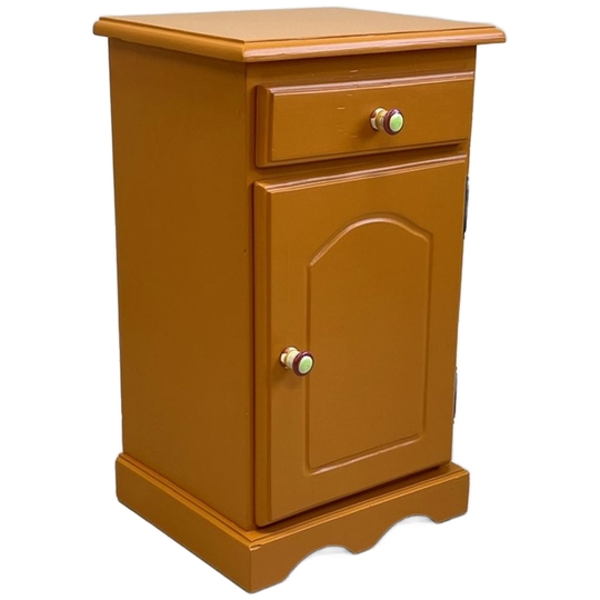 Nachtkastje Dark Orange Restyle & Porselein Knop 1