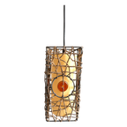 Vintage Hanglamp Wilgenriet Met Glas Eglo. thumbnail 1