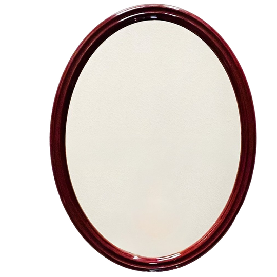 Vintage Retro Spiegel Ovaal Bordeaux Rood Kunststof 1