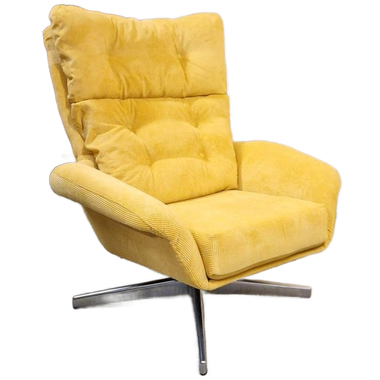 60's Vintage Draaifauteuil Nieuw Bekleed Gele Fauteuil 1
