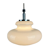 Hanglamp Opaline Melkglas Met Chroom | Vintage Midcentury 2X