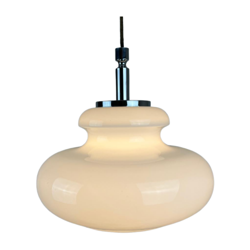 Hanglamp Opaline Melkglas Met Chroom | Vintage Midcentury 2X