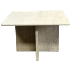 Vintage Travertin Salontafel, Vierkant, Italië 1970's thumbnail 1