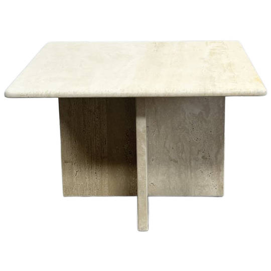 Vintage Travertin Salontafel, Vierkant, Italië 1970's 1