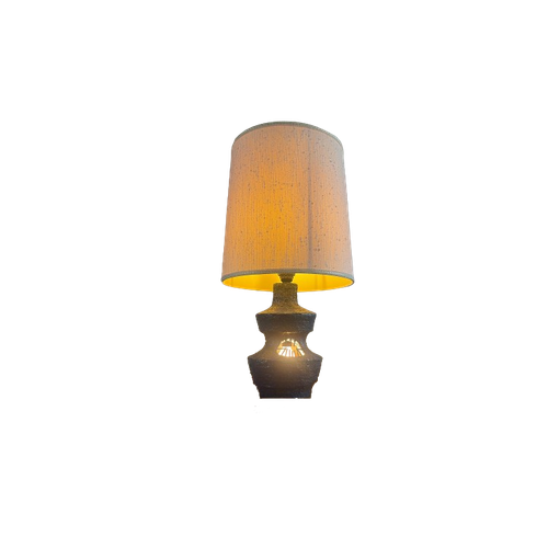 Brutalist Keramiek Tafellamp / Lamp / Vloerlamp / Zware Blauwe Jaren 60-70 Grove Klei Dubbele Lam