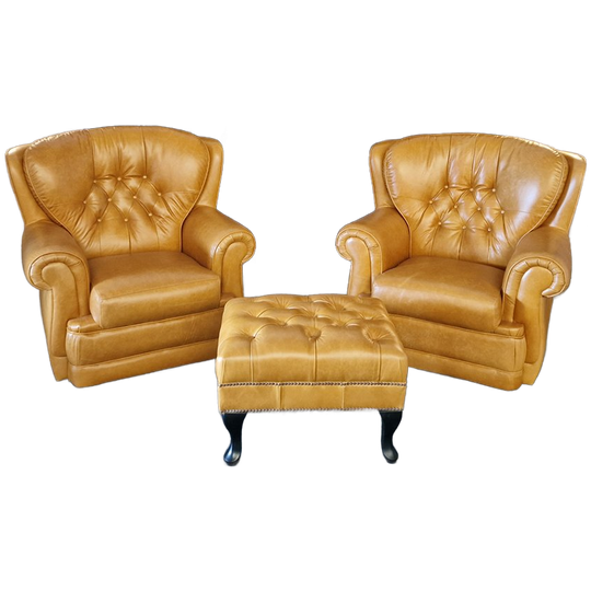 Haeck Draaibare Fauteuils + Hocker Set - Golden Oak 1