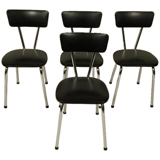 4 X Vintage Stoelen In Skai Leer, Jaren 60 - 80 1