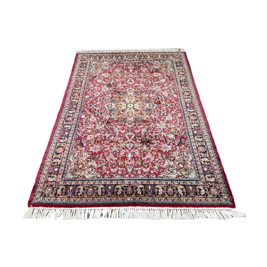 Perzisch Sarough Vloerkleed Donkerrood 155x230cm - Vintage Tapijt - Rood Beige Blauw - Reliving 1