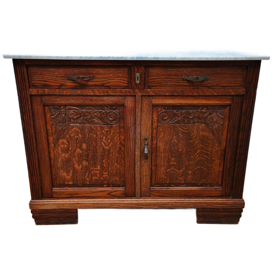 Vintage Antiek Dressoir Commode Ladekast Badkamermeubel Met Marmer Blad 901 1