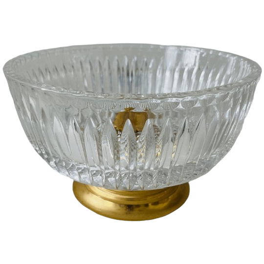 Vintage Kristallen Bonbonnière Op Messing Gouden Voet 1950’s 1