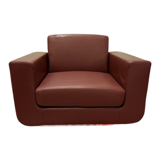 Bruine Leren Fauteuil Breed 1