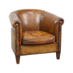 Clubfauteuil Gemaakt Van Schapenleer Met De Mooiste Kleuren En Een Prachtig Patina thumbnail 1
