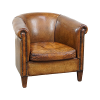 Clubfauteuil Gemaakt Van Schapenleer Met De Mooiste Kleuren En Een Prachtig Patina