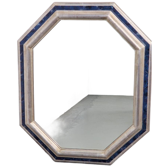 Vintage Hexagon Spiegel Hout Zilver Zeshoek Schleiper ’60 1