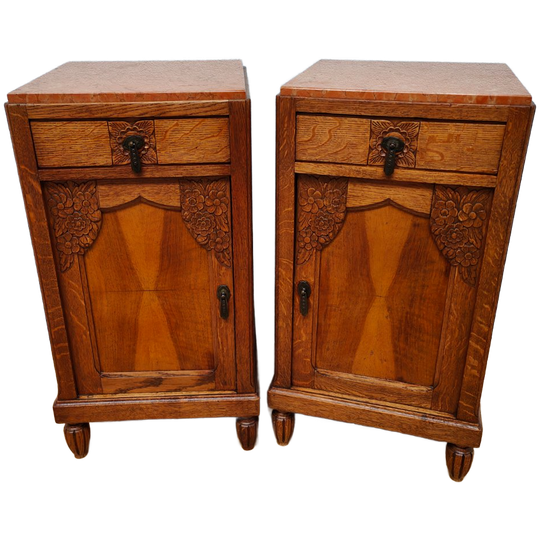 Art Deco Nachtkastjes Bijzetkastjes Nachtkastje Marmer Blad Setprijs 1