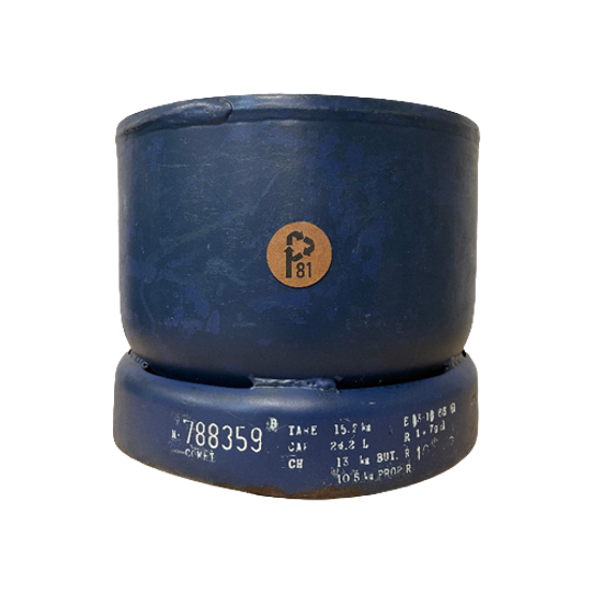 Industriele Bloempot Groot Blauw Patina Onderkant 1