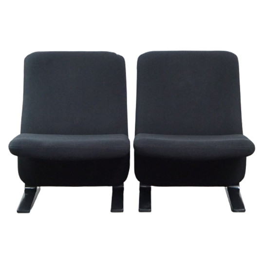 Zwarte Vintage Design Fauteuils Van Pierre Paulin Voor Artifort Concorde Model F780, Set Van 2 1