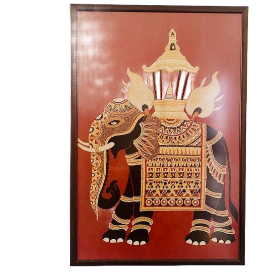 Olifant Sri Lanka Geborduurde Doek Vintage Schilderij Xl 1