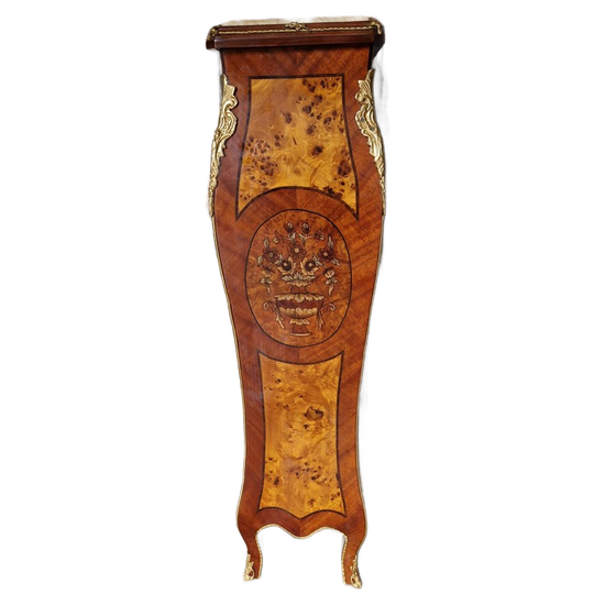 Klassieke Zuil, Plantentafel, Piedestal, Wortelfineer En Marmeren Blad En Missing Versieringen Afm. 30x30cm En 126cm Hoog. 1
