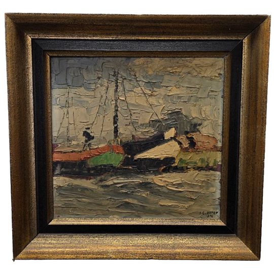 Olieverf Schilderij Met Tjalk Gesigneerd J.g. Otter 1934 1