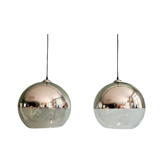 Paar Hangers Van Verchroomd Glas Uit De Ruimtetijd, 1970 1