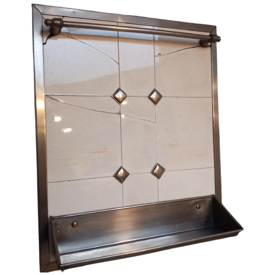 Vintage Lepelrek Met Keramische Tegels In Metalen Behuizing. 1