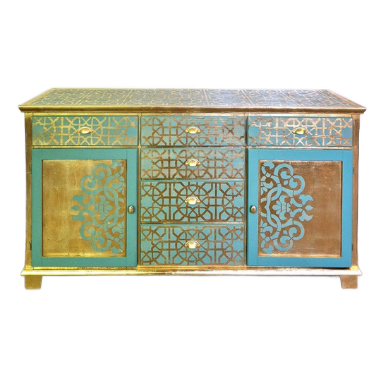 Oosterse Stijl Dressoir In Goud En Turquoise 1