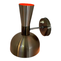 Vintage Herda Wall Mounted Lamp - Model: Diabolo - Champagne Metal Exterior, Orange On The Inside