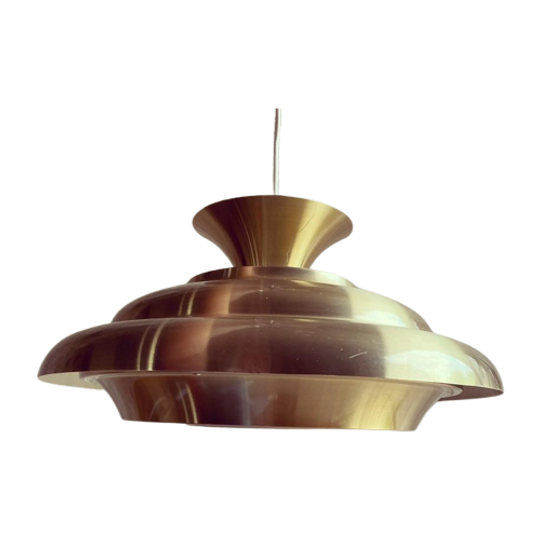 Dijkstra Goudkleurige Hanglamp , Jaren 70 1