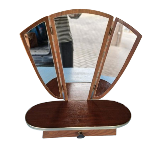 Vintage Wandspiegel 3 Luik Hal Spiegel Met Lade Jaren 50 1