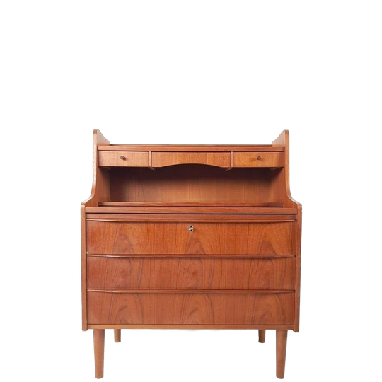 Vintage Deense Kaptafel | Secretaire Teak | Ladekast 1