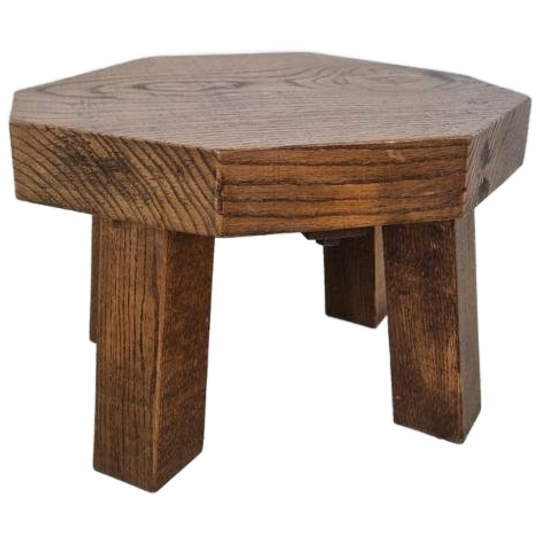 Massief Eiken Vintage Brutalist Achthoekige Tafel 1