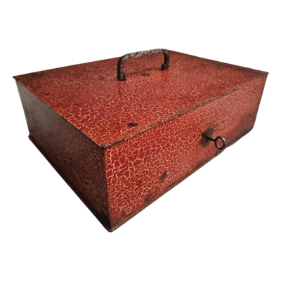 Antieke Geldkist Kluis 27 X 35 Cm Rood | Kist | Reliving