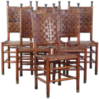 Set Van 6 Schuitema Eetkamerstoelen Uit De Shaker Collectie Met Gevlochten Leren Zitting thumbnail 1