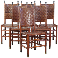 Set Van 6 Schuitema Eetkamerstoelen Uit De Shaker Collectie Met Gevlochten Leren Zitting