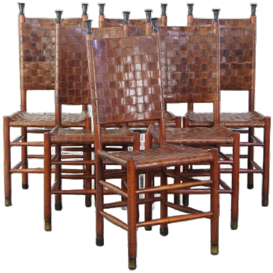 Set Van 6 Schuitema Eetkamerstoelen Uit De Shaker Collectie Met Gevlochten Leren Zitting 1