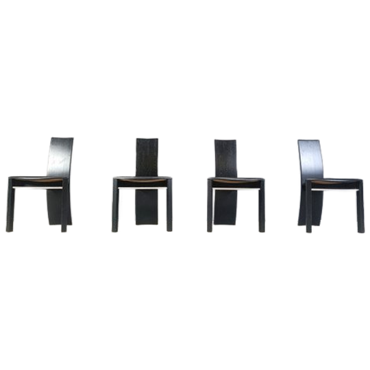 Vintage Curved Wooden Dining Chairs, 1980s 1