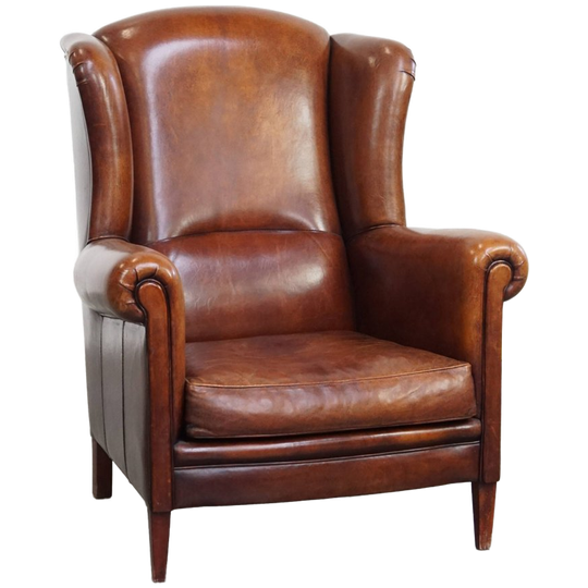 Grote Karaktervolle En Tijdloze Schapenleren Oorfauteuil Met Een Luxe Afwerking 1